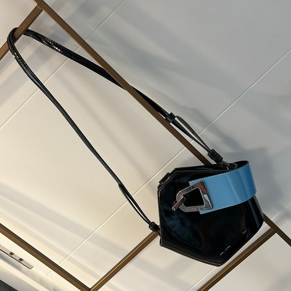 Patent Blue & Black Danse Lente London Johnny Bag - Picture 2 of 11